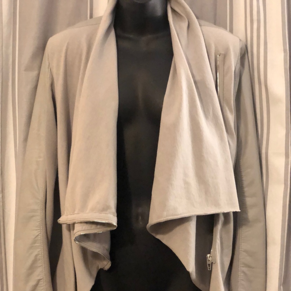 BlankNYC Faux leather and fabric asymmetrical jacket